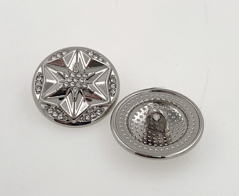 Cnaipí Maisiúla Shank - Dearadh Préimh Rhinestone Star le haghaidh Éadaí Faisin